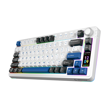 Tastatura gaming RAMPAGE QUELL PRO screen White Hot Swap 2.4g Bt Wireless RGB Gasket Oil Switch English Layout PBT KeyCaps Mecha