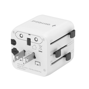 Univerzalni strujni adapter za sve zemlje GEMBIRD, 20 W, white, TPA-INT-01-W