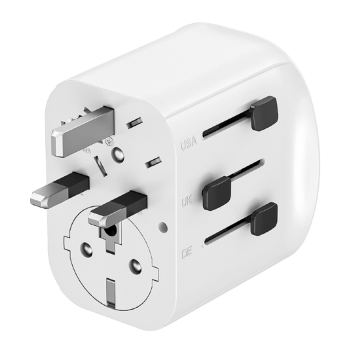 Univerzalni strujni adapter za sve zemlje + USB + Type-C punjač GEMBIRD, 20 W, white, TPA-EU2A1C15-01-W