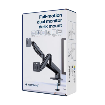 NOSAČ ZA DVA MONITORA GEMBIRD MA-DA2-06, montaža na sto, 17″ up to 32″, up to 10 kg, black