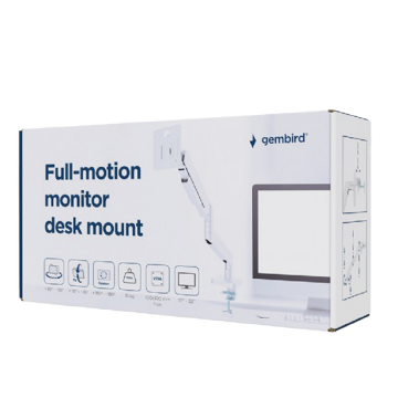 NOSAČ ZA MONITOR GEMBIRD MA-DA1-04-W, montaža na stol, (tilting, swivel), 17”-32”, up to 10 kg, white
