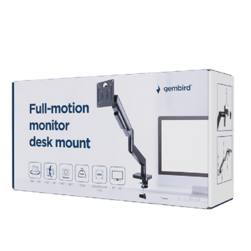 NOSAČ ZA MONITOR GEMBIRD MA-DA1-04, montaža na stol, (tilting, swivel), 17”-32”, up to 10 kg, black