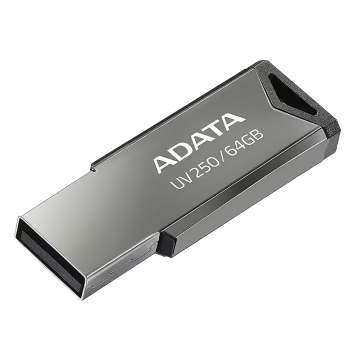 USB Memory stick Adata 64GB UV250 2.0 Silver Metal Style AUV250-64G-RBK