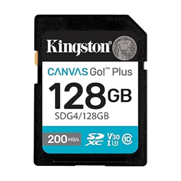 SD card Kingston 128 GB SDG4/128GB SDXC,r/w:200/160MB/s, DSLRs, mirrorless cameras, 4K video