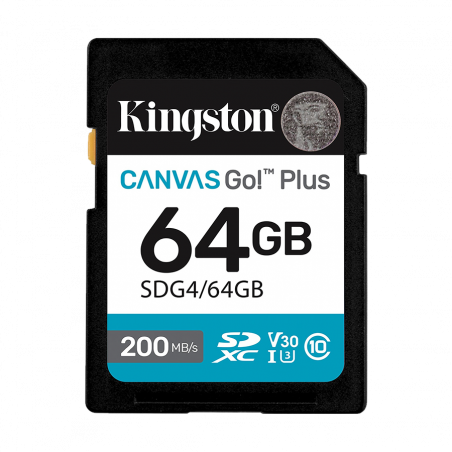 SD card Kingston 64 GB SDG4/64GB SDXC,r/w:200/100MB/s, DSLRs, mirrorless cameras, 4K video