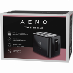 AENO toster crni, 2 kriške, 930 W, digitalni prikaz, 7 stupnjeva prženja