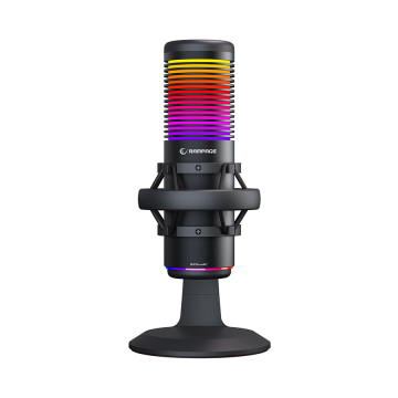 Mikrofon gaming RAMPAGE Bemol RGB Black Microphone with Shock Mount and Pop Filter for Gaming, Streaming, Podcasts, 41147