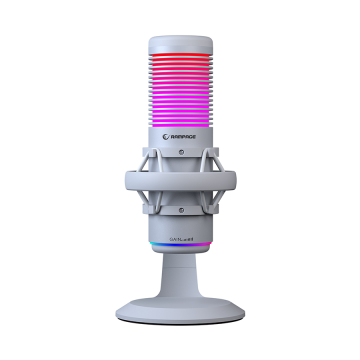 Mikrofon gaming RAMPAGE BEMOL RGB White Microphone with Shock Mount and Pop Filter for Gaming, Streaming, Podcasts, 41148