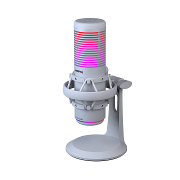 Mikrofon gaming RAMPAGE BEMOL RGB White Microphone with Shock Mount and Pop Filter for Gaming, Streaming, Podcasts, 41148