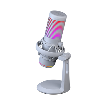 Mikrofon gaming RAMPAGE BEMOL RGB White Microphone with Shock Mount and Pop Filter for Gaming, Streaming, Podcasts, 41148