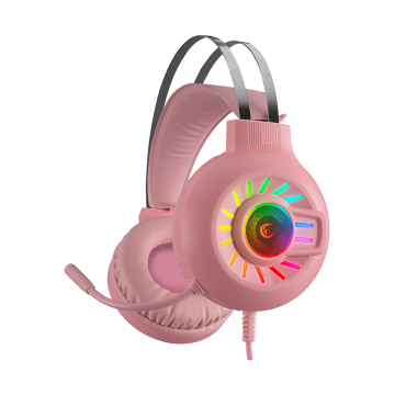 Slušalice sa mikrofonom gaming RAMPAGE RM-K44 ZENGIBAR Pink 7.1 Surround RGB Light Effect, 36019