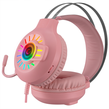 Slušalice sa mikrofonom gaming RAMPAGE RM-K44 ZENGIBAR Pink 7.1 Surround RGB Light Effect, 36019