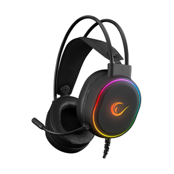 Slušalice sa mikrofonom gaming RAMPAGE ROGUE BLACK USB RGB Led Gaming Headset with Long flexible Microphone. In Line Control, 36