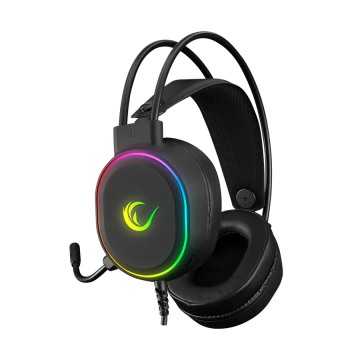 Slušalice sa mikrofonom gaming RAMPAGE ROGUE BLACK USB RGB Led Gaming Headset with Long flexible Microphone. In Line Control, 36