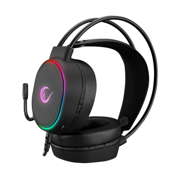 Slušalice sa mikrofonom gaming RAMPAGE ROGUE BLACK USB RGB Led Gaming Headset with Long flexible Microphone. In Line Control, 36