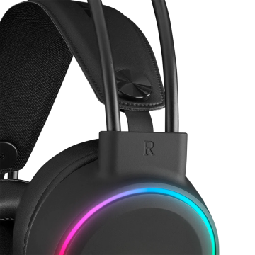 Slušalice sa mikrofonom gaming RAMPAGE ROGUE BLACK USB RGB Led Gaming Headset with Long flexible Microphone. In Line Control, 36