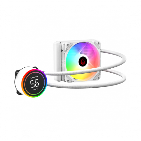 CPU hladnjak AIO Liquid gaming RAMPAGE HELIOS C13 White 12cm Fan Temperature Display Intel LGA1700/AMD AM5 ARGB 120mm Liquid Coo
