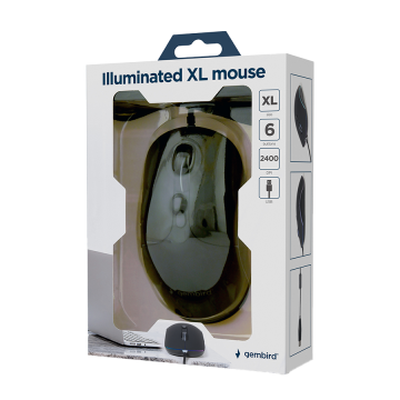 Miš GEMBIRD MUS-UL-02, USB, large size illuminated, black, 2400 dpi