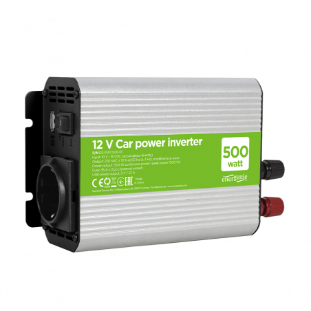 DC-AC inverter za auto GEMBIRD, in12Vout220V 500W EG-PWC500-01