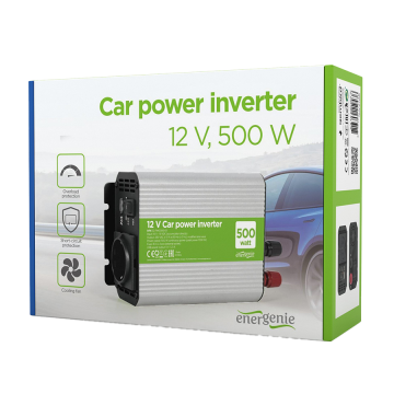 DC-AC inverter za auto GEMBIRD, in12Vout220V 500W EG-PWC500-01