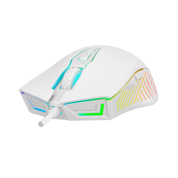 Miš gaming RAMPAGE SMX-G68 SPEAR Full RGB 7200DPI White 7D Macro Gaming Mouse, 35504