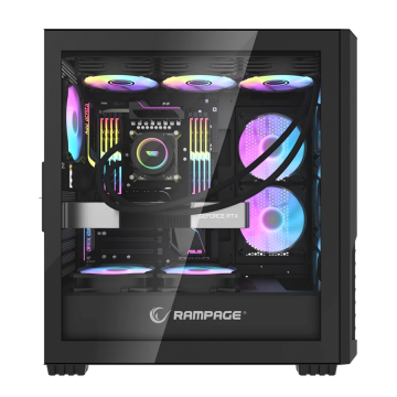 Kućište gaming RAMPAGE SHELOB Mesh, Tempered Glass, 4*ARGB Infinity Fan, Hub, E-ATX, Mid-T, 39991