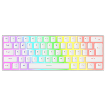 Tastatura gaming RAMPAGE RADIANT K11 white, red switch, Type-C, RGB, US Layout, pudding keycaps, 38969