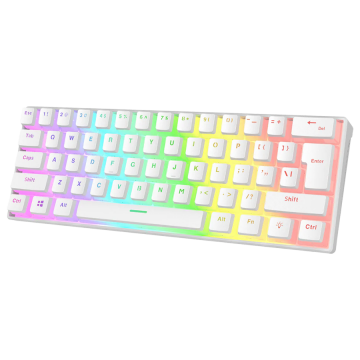 Tastatura gaming RAMPAGE RADIANT K11 white, red switch, Type-C, RGB, US Layout, pudding keycaps, 38969