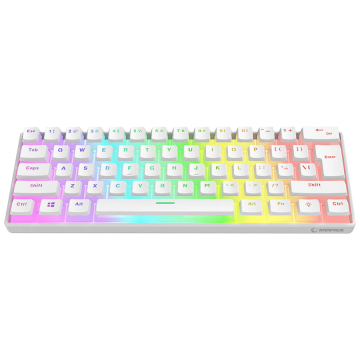 Tastatura gaming RAMPAGE RADIANT K11 white, red switch, Type-C, RGB, US Layout, pudding keycaps, 38969