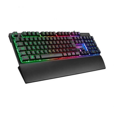 Tastatura gaming RAMPAGE KB-RX77 RUNNER Black USB Rainbow Illuminated US/ENGLISH LAYOUT Wrist Support, 39909