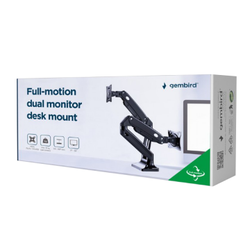 NOSAČ ZA DVA MONITORA GEMBIRD MA-DA2-03, montaža na stol, Full-motion, 17”-35”, up to 10 kg