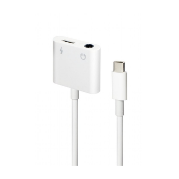 Audio adapter GEMBIRD A-CM-3.5FP-01, USB type-C plug to stereo 3.5 mm + Type-C power, white