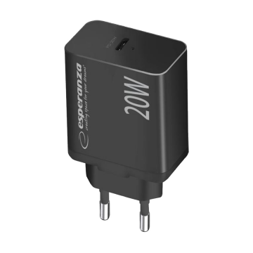USB punjač Type-C fast charger, ESPERANZA QUICK POWER CHARGER 20W USB-C PD, BLACK, EZC104K