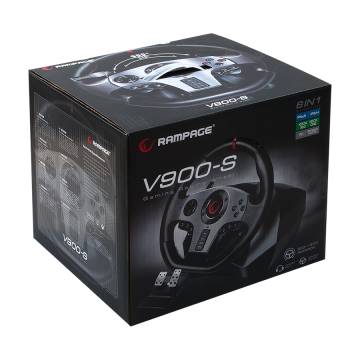 Volan i pedale gaming RAMPAGE V900-S PS3/PS4/PC/XBOXONE/XBOX360/SWITCH 6 in 1 Pedal Racing/Steering Wheel, 32939