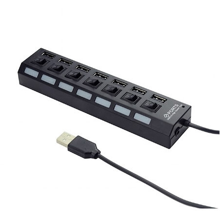 USB HUB GEMBIRD aktivni sa prekidačima UHB-U2P7-03, 7 port, LED indikator, black, + strujni adapter