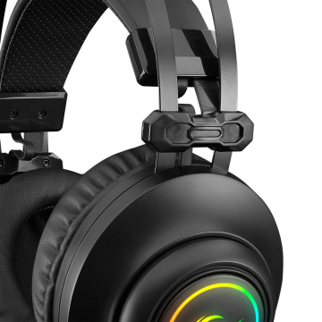 Slušalice sa mikrofonom gaming RAMPAGE RM-K1 PULSAR black, USB 7.1 surround, vibracija, RGB, 31639
