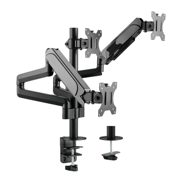 NOSAČ ZA TRI MONITORA GEMBIRD MA-DA3-01, montaža na stol, (full-motion), do 27”, up to 7 kg