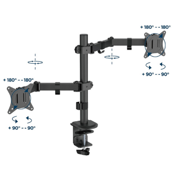 NOSAČ ZA DVA MONITORA GEMBIRD MA-D2-03, montaža na stol, tilt, swivel), 17”-32”, up to 9 kg