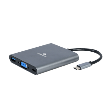 Docking station USB adapter Type-C 6-in-1 multi-port adapter (Hub3.1 + HDMI + VGA + PD + card reader + stereo audio), space grey