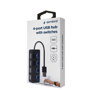 USB HUB GEMBIRD 4 port USB 2.0- UHB-U2P4-05