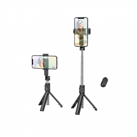 Stativ tripod selfie za mobitel do 6,7″ + daljinski bluetooth BOROFONE BY7 Magic Mirror live broadcast black