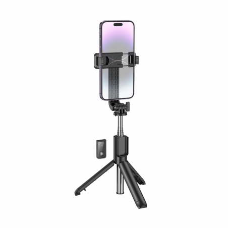 Stativ tripod selfie stap za mobitel do 7″ + daljinski bluetooth BOROFONE BY11 Happy live broadcast black