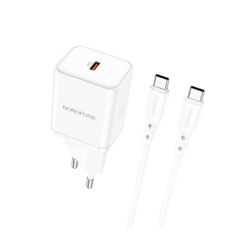USB punjač sa kablom 1m Type-C to Type-C BOROFONE BN6 PD20W Type-C set white