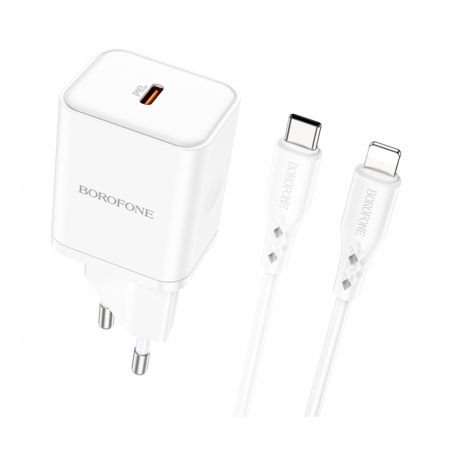 USB punjač sa kablom 1m Type-C to iPhone/lightning BOROFONE BN6 PD20W Type-C set white