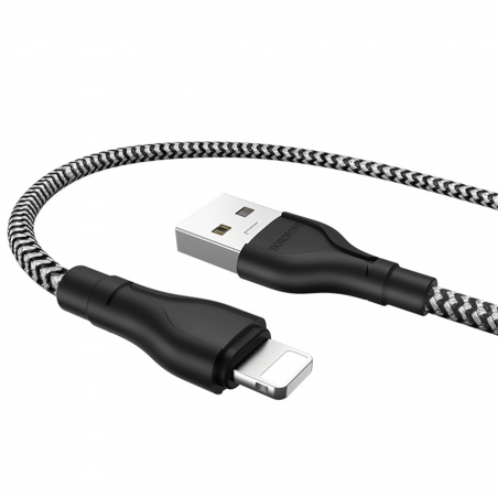 USB kabal BOROFONE BU39 Rio Transparent Discovery Edition charging data cable 1,2m, 2,4A iPhone/lightning black