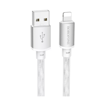 USB kabal BOROFONE BX95 Vivid PD silicone charging data cable 1m, 20W iPhone/lightning silver