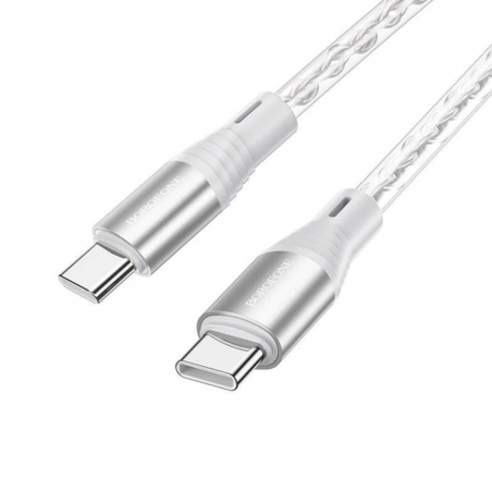 USB kabal BOROFONE BX96 Ice crystal silicone charging data cable1m, 2,4A, iPhone/lightning gray