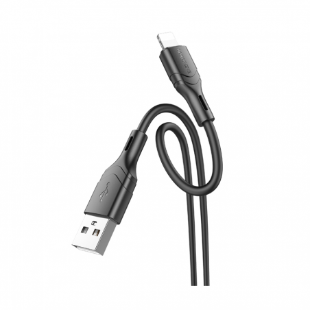 USB kabal BOROFONE BX99 Method 60W, 2,4 A silicone charging data cable 1m, Type-A to lighting, black