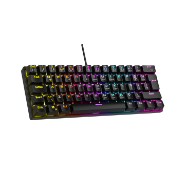 Tastatura gaming RAMPAGE PLOWER K60 Black US Layout Wrist Support Blue Switch Gaming Keyboard, 37257