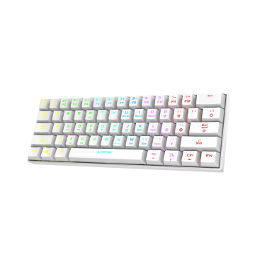 Tastatura gaming RAMPAGE KB-RX63 B-ATOM White Bluetooth RGB Backlight RED SWITCH US Layout 63 Mini, 39912